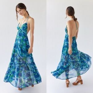 Urban Outfitters-Tallulah Floral Halter Maxi Dress (Size: Medium)
